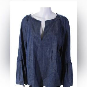 NET BCBG Max Denim Open Sleeve  Chambray Top Size Large